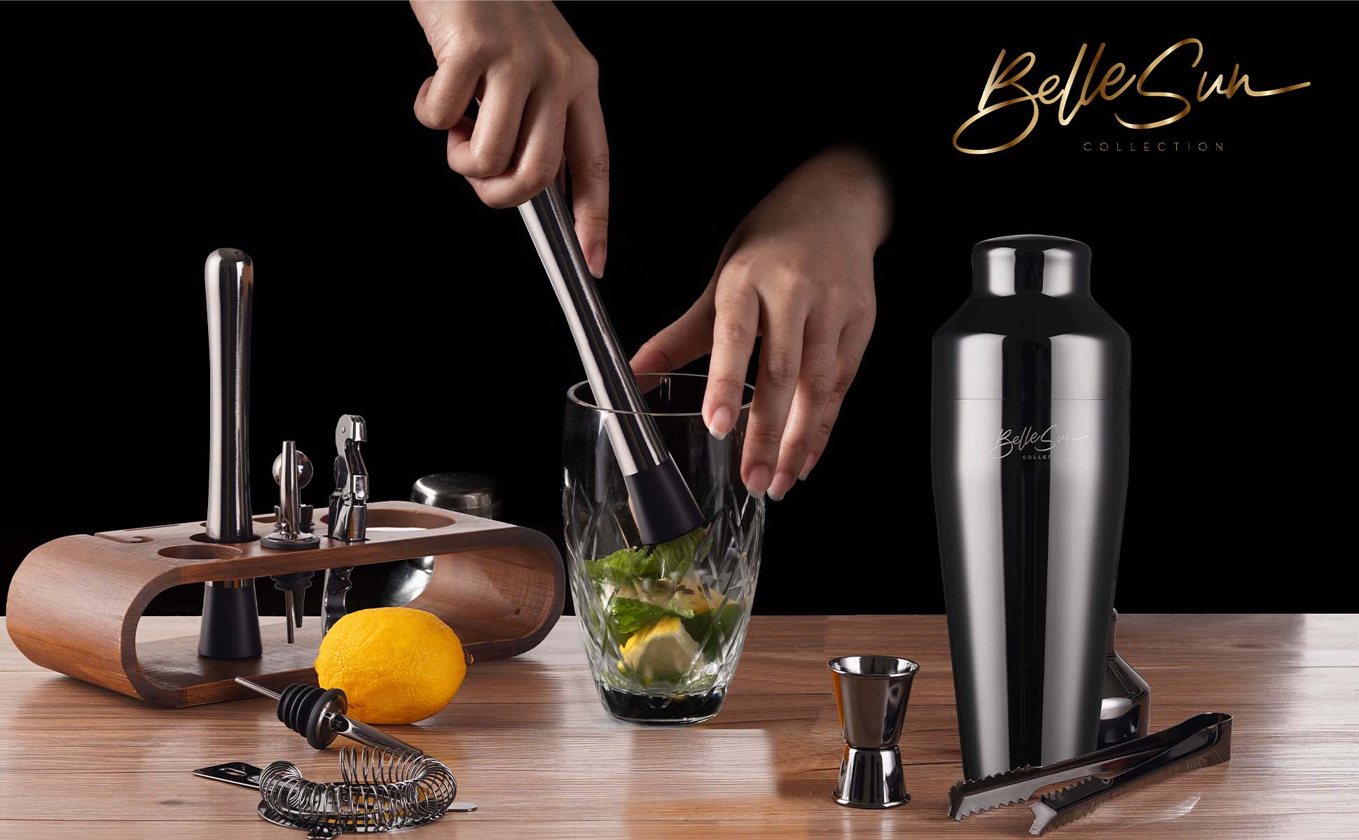 Pro Black Cocktail Shaker Set